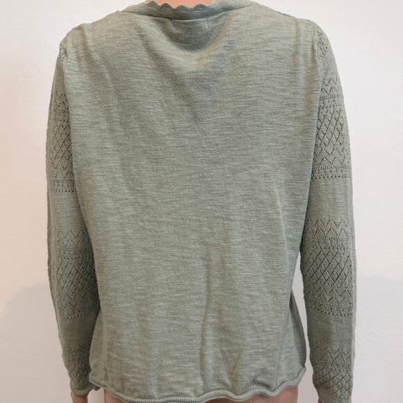 FRYE large button front cardigan sweater pointelle SP 3015 - Picture 5 of 9